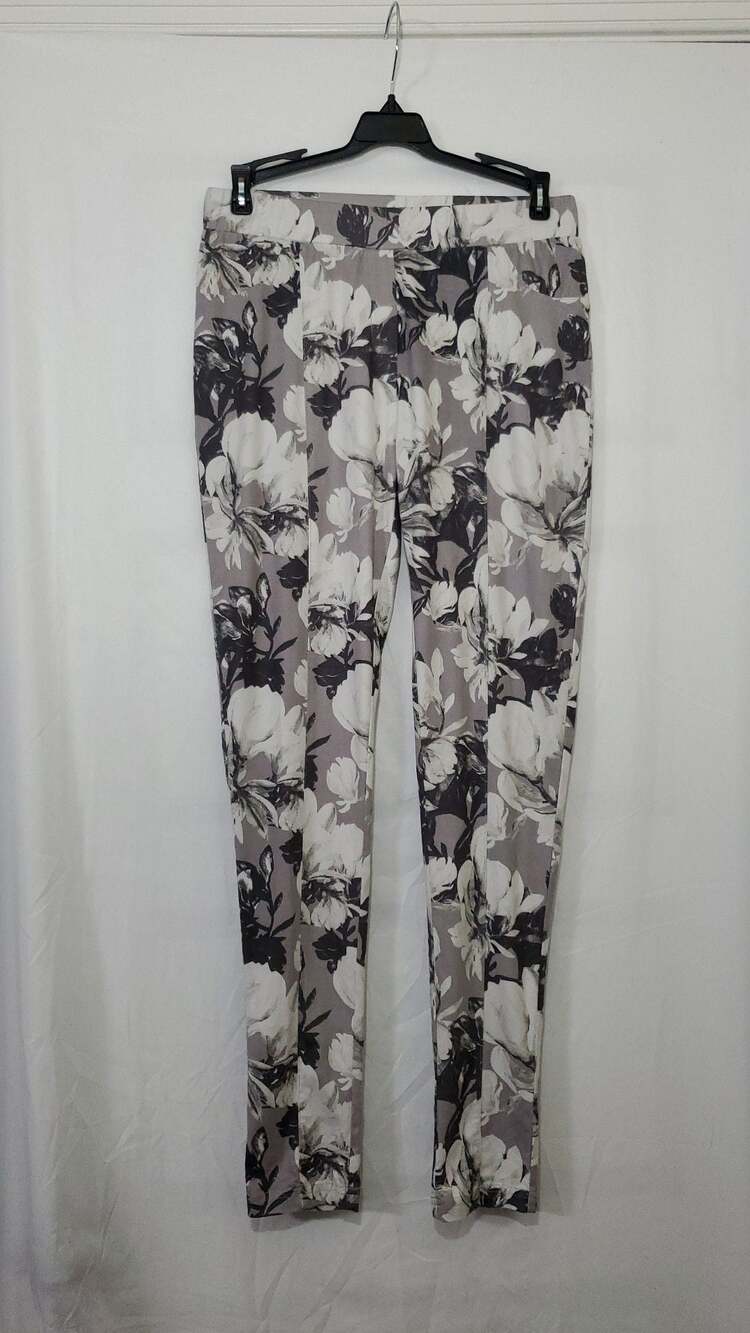 Soft Surroundings Gray Floral Print Pull-On Leggings Size XS